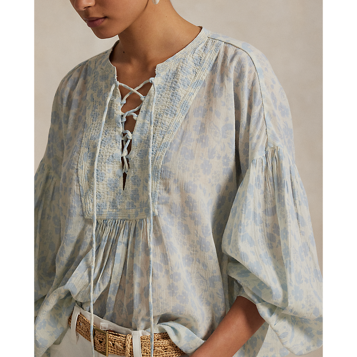 PRL Floral Cotton Lace-Up Shirt/Košulja 211965859001
