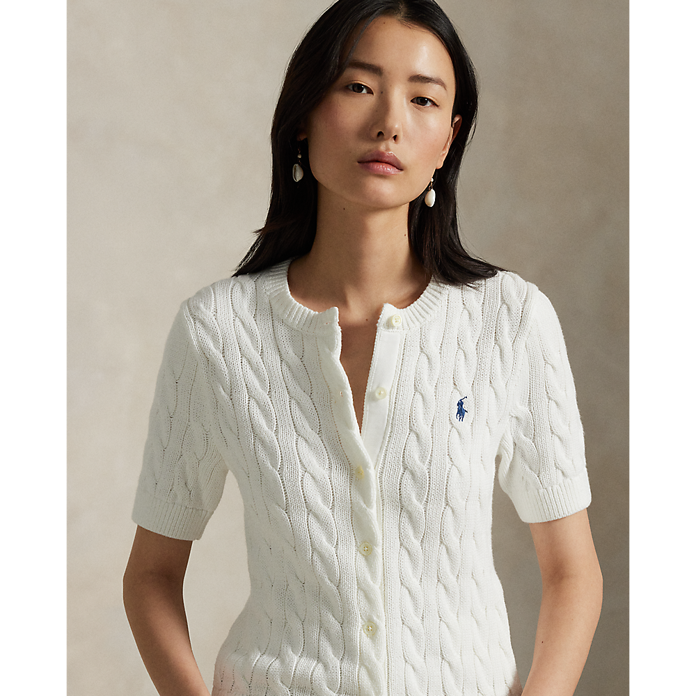 PRL Cable-Knit Cotton Short-Sleeve Cardigan/Pulover 211966720001