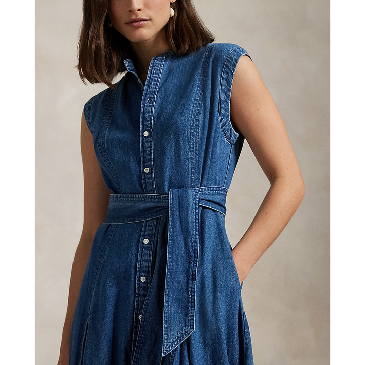 PRL Belted Denim Sleeveless A-Line Dress/Haljina 211969142001