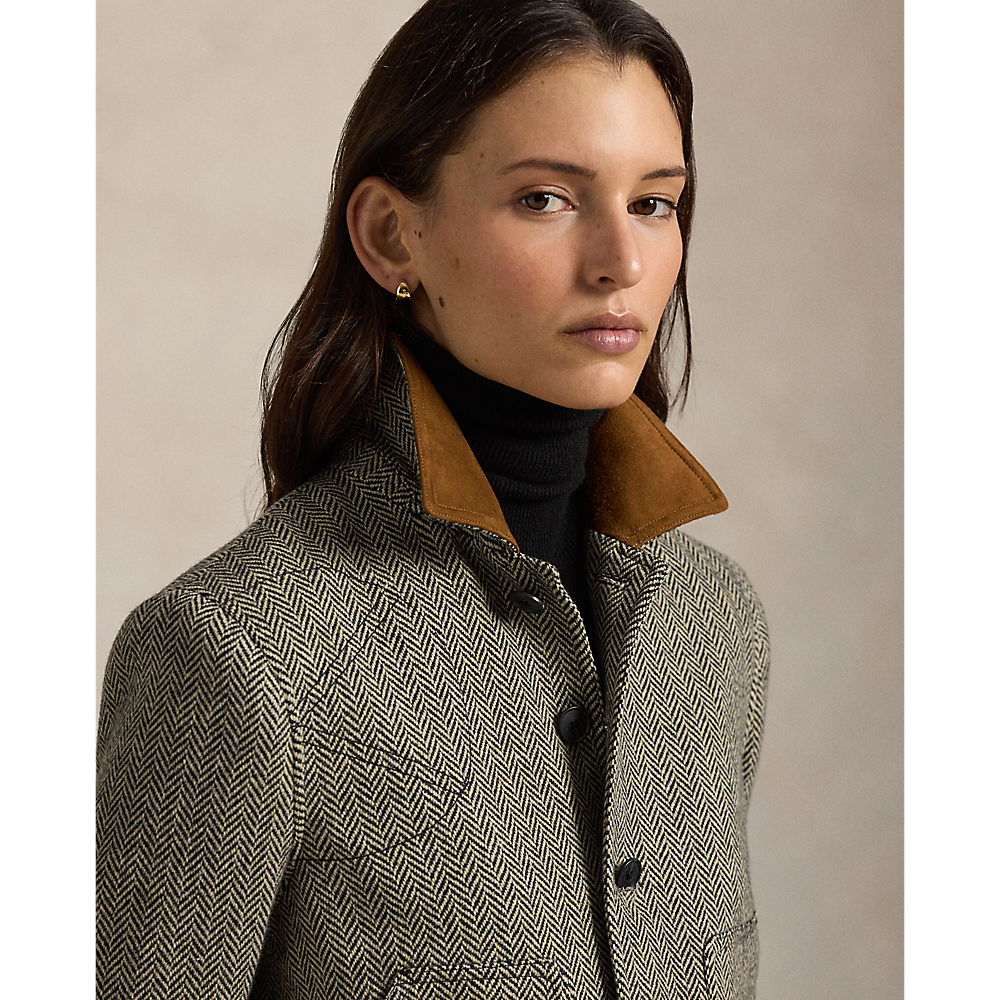 PRL Suede-Trim Herringbone Jacket/Jakna 211971401001