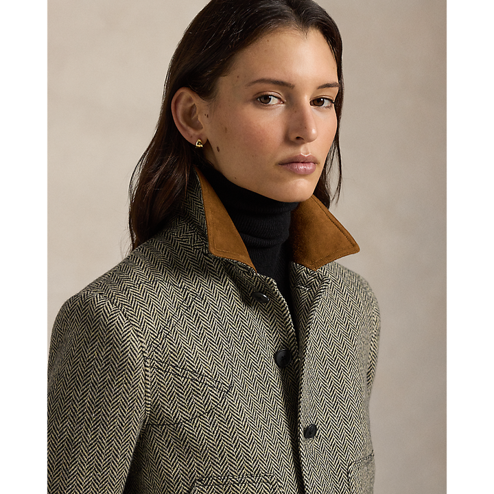 PRL Suede-Trim Herringbone Jacket/Jakna 211971401001