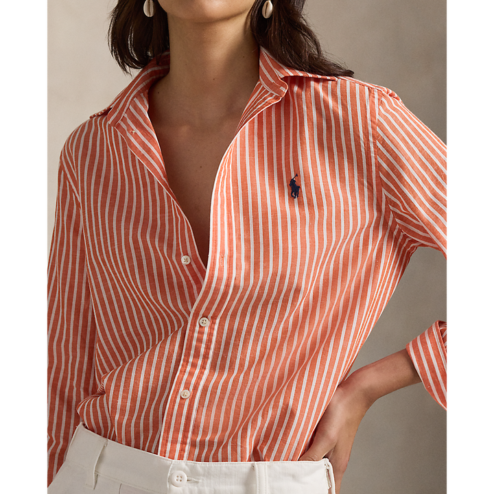 PRL Classic Fit Striped Cotton-Linen Shirt /Košulja 211971514502