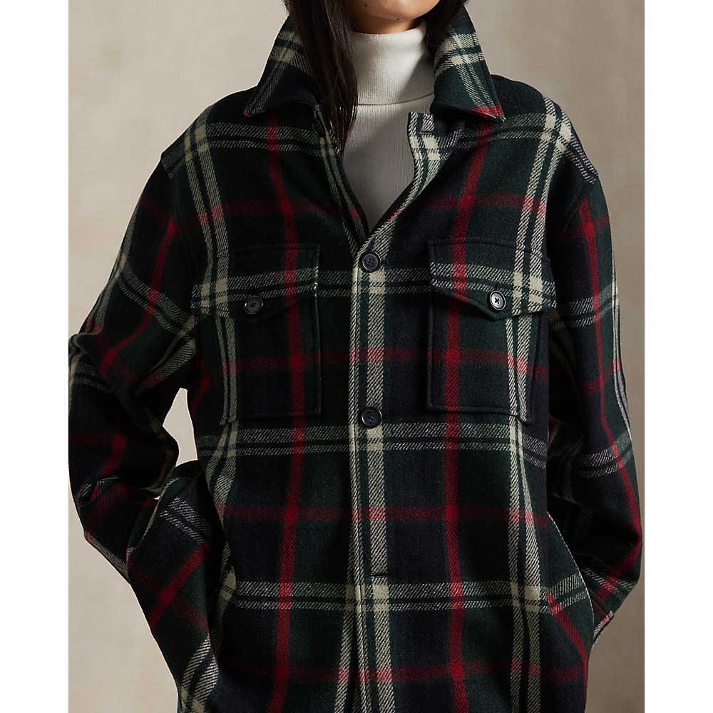 PRL Plaid Wool-Blend Twill Shirt Jacket/Košulja 211971524001