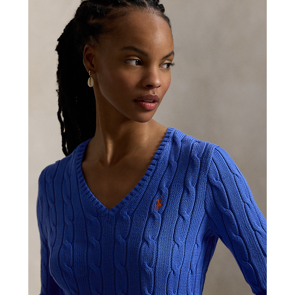 PRL Cable-Knit Cotton V-Neck Jumper/Pulover 211971870504