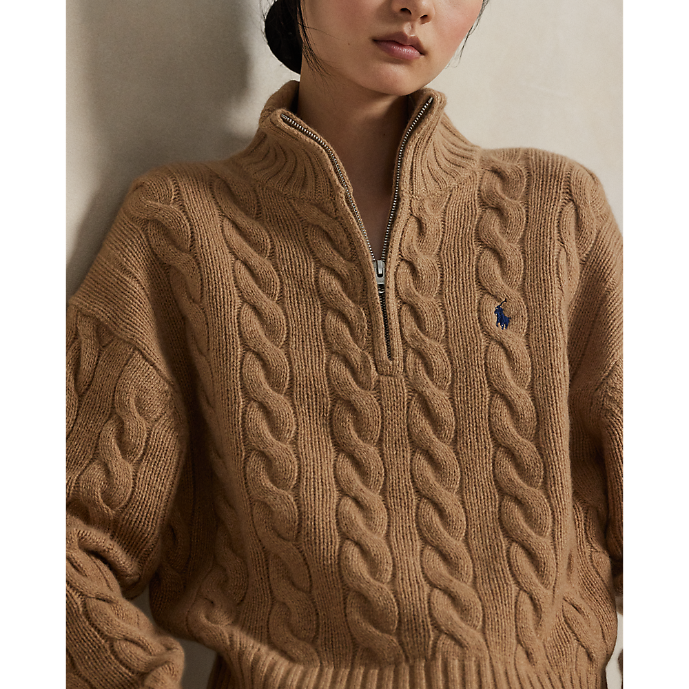 PRL Cable Wool-Cashmere Half-Zip Jumper /Pulover 211972130002