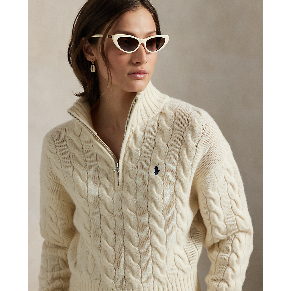 PRL Cable Wool-Cashmere Half-Zip Jumper /Pulover 211972130003