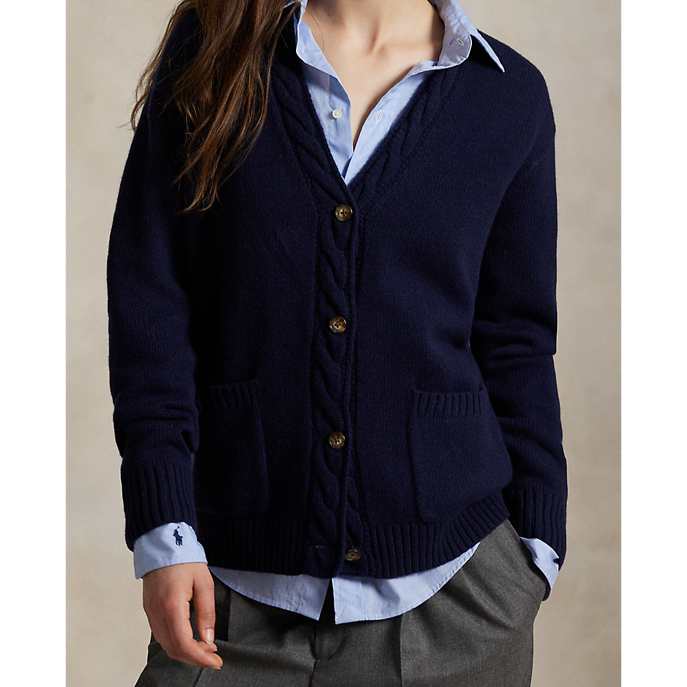 PRL Cable-Trim Wool-Cashmere Cardigan / Pulover 211972133001