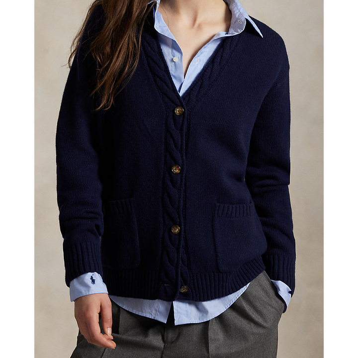 PRL Cable-Trim Wool-Cashmere Cardigan / Pulover 211972133001