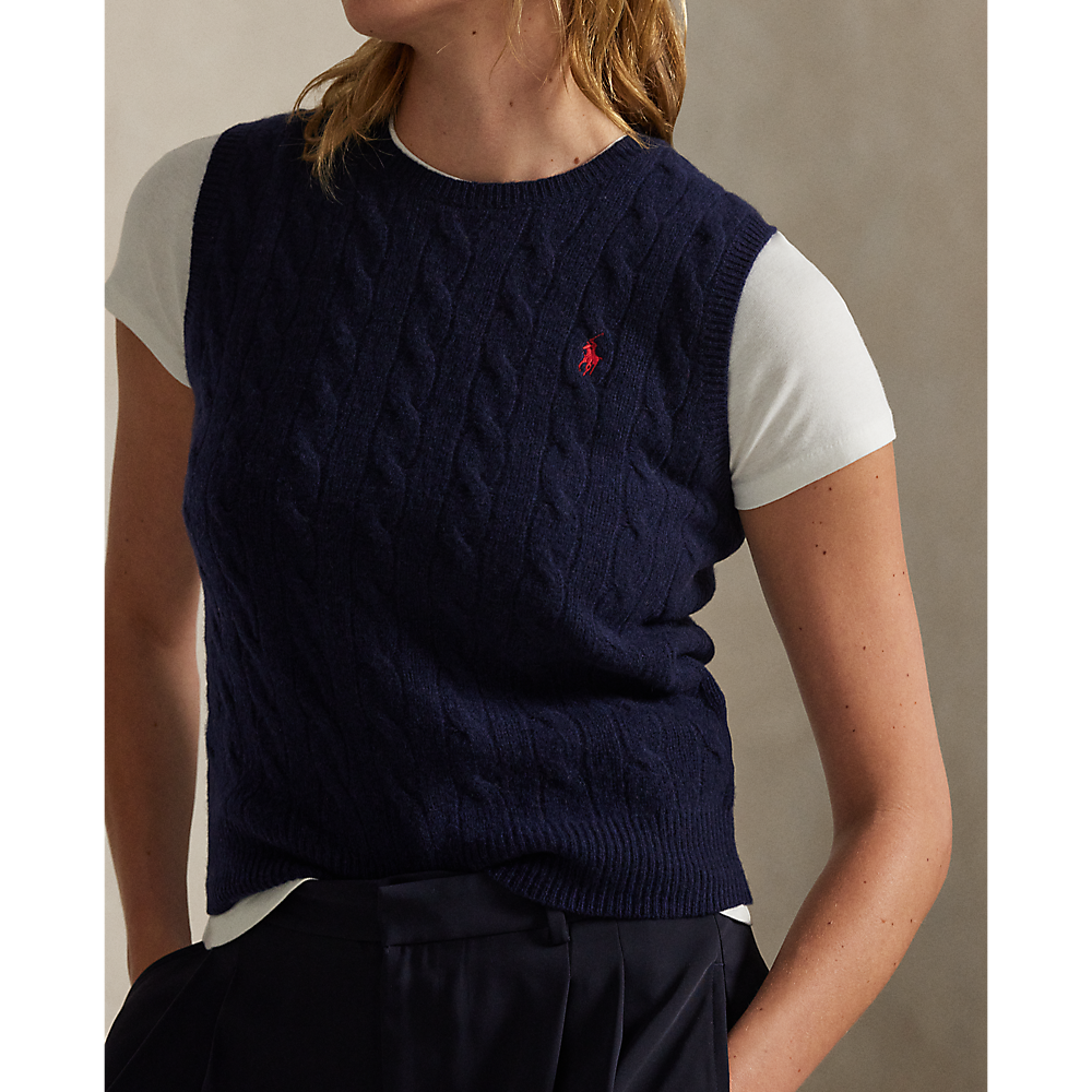 PRL Cable-Knit Wool-Cashmere Sweater Vest/Pulover 211972134001