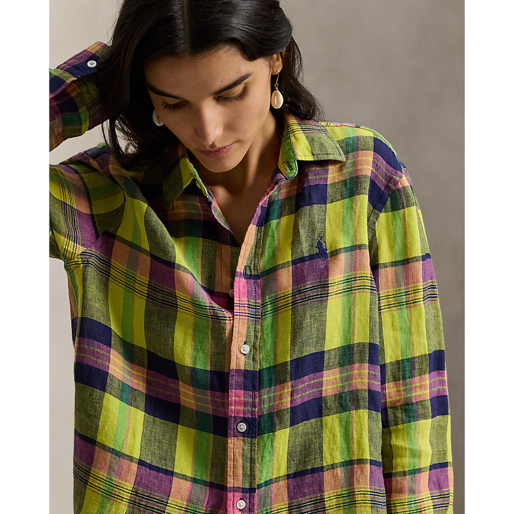 PRL Classic Fit Plaid Linen Shirt/Košulja 211973264500