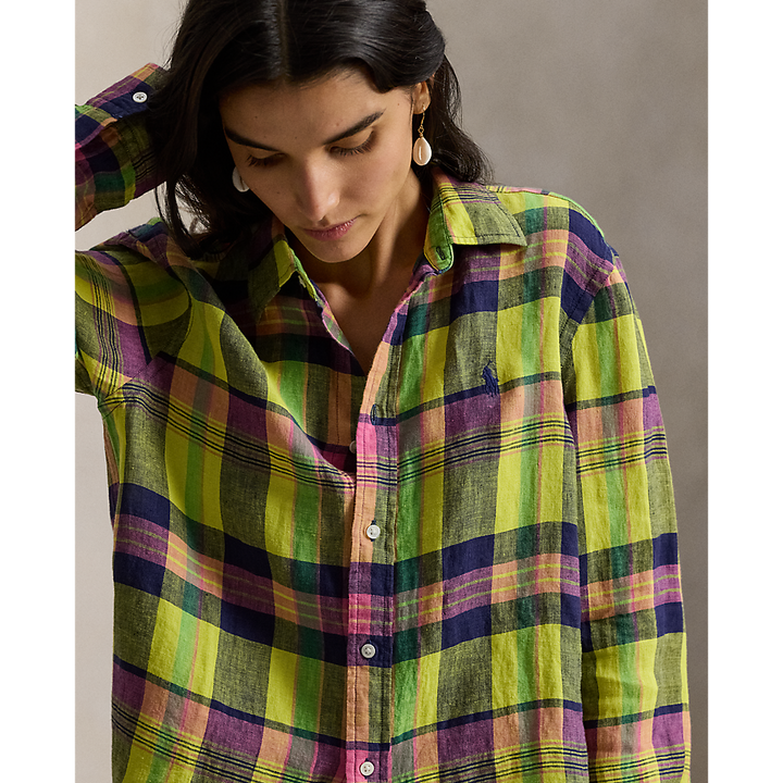 PRL Classic Fit Plaid Linen Shirt/Košulja 211973264500