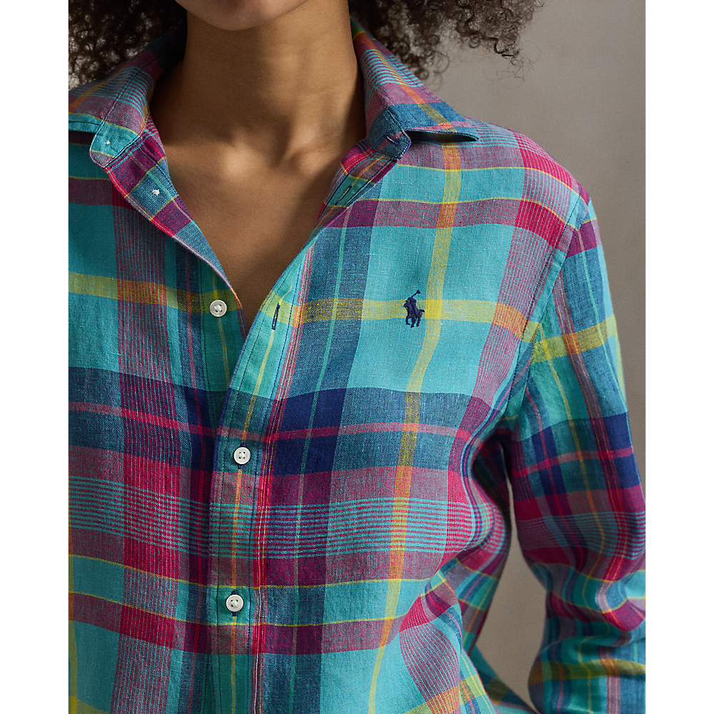 PRL Classic Fit Plaid Linen Shirt/Košulja 211973264502