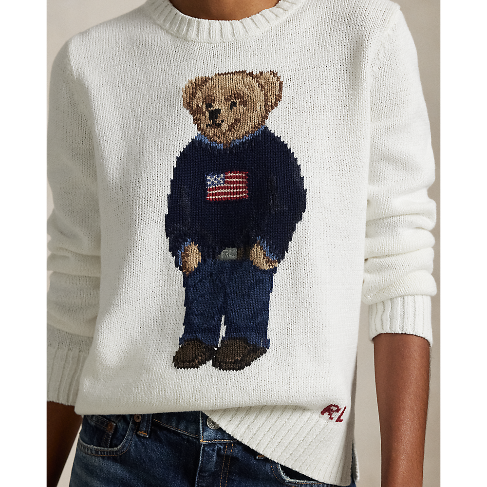 PRL Polo Bear Linen-Cotton Crewneck Jumper/Pulover 211978359001