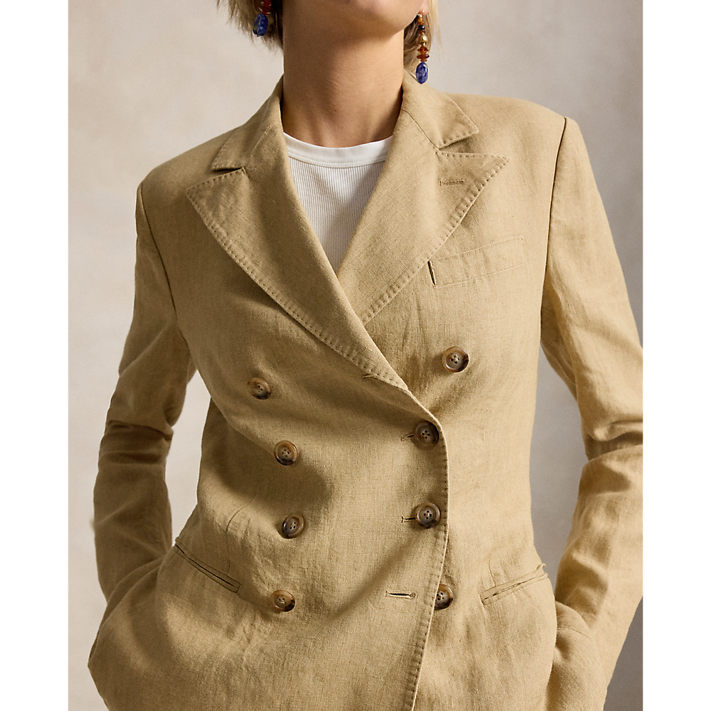 PRL Double Breasted Linen Blazer/Sako 211A12778001