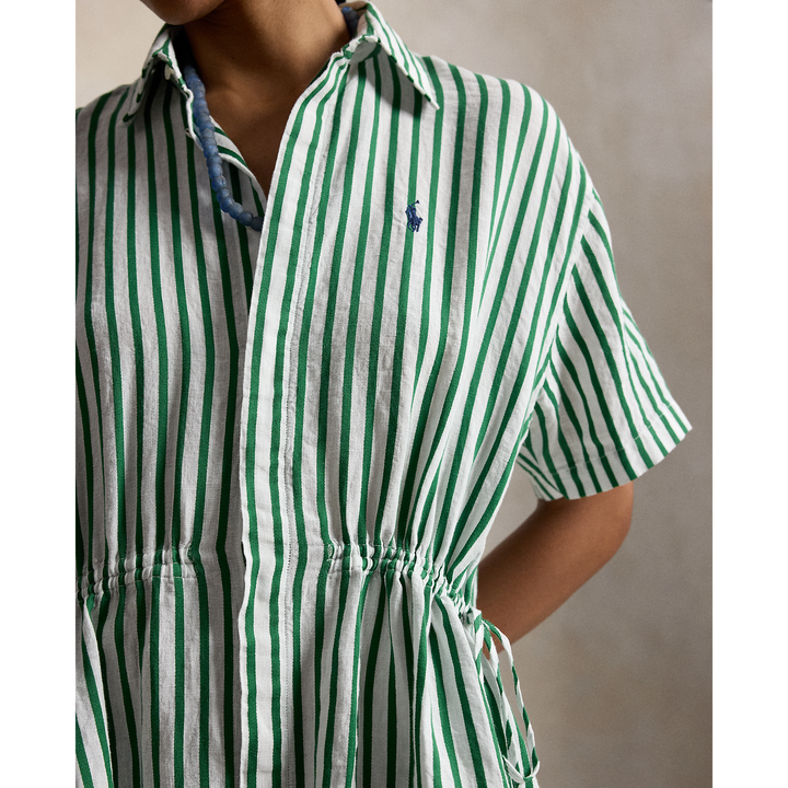 PRL Striped Linen-Cotton Drawcord Shirtdress/Haljina 211A12895002