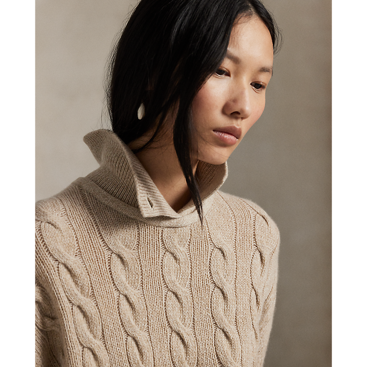 PRL Cable Wool-Cashmere Polo-Collar Sweater/Pulover 211A88632001