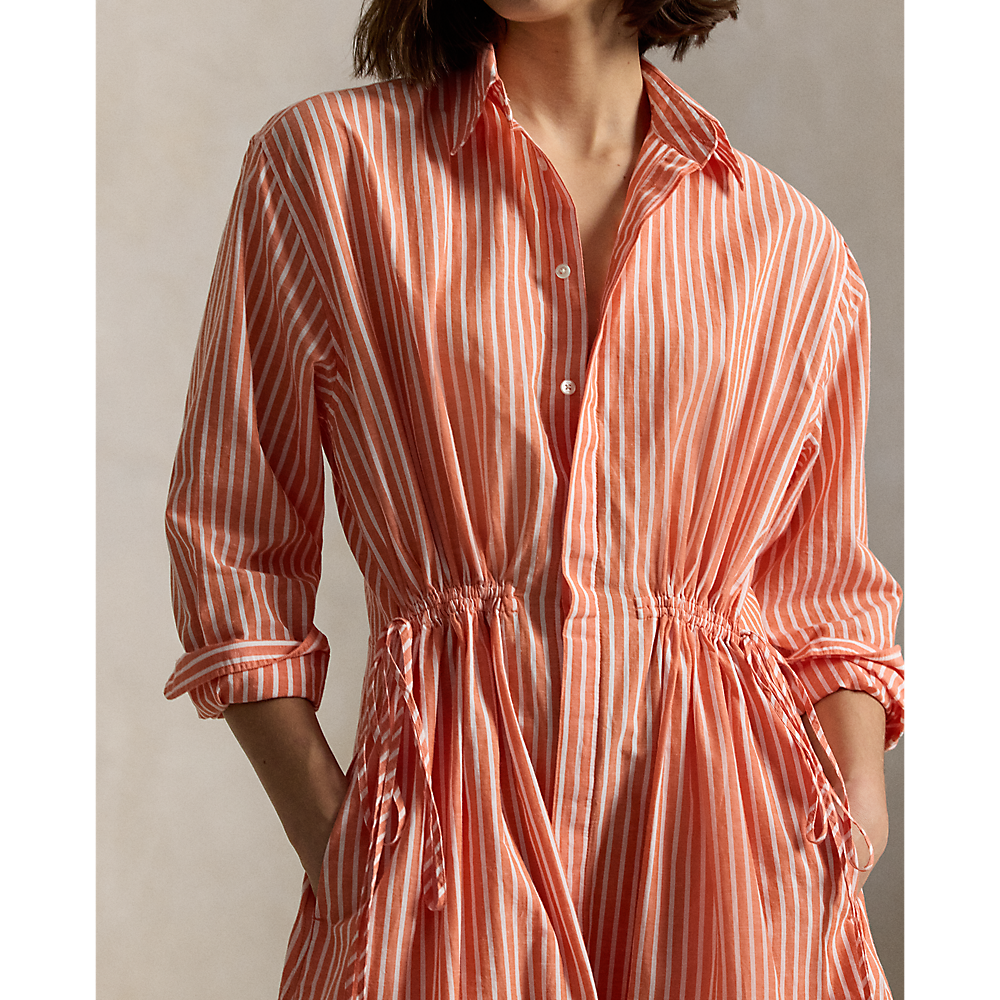 PRL Striped Cotton-Linen Drawcord Shirtdress/Haljina 211A96364001