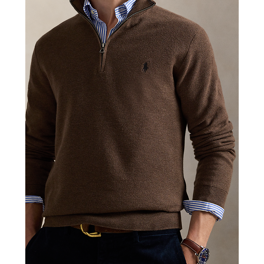 PRL Mesh-Knit Cotton Quarter-Zip Jumper/Pulover 710932304527