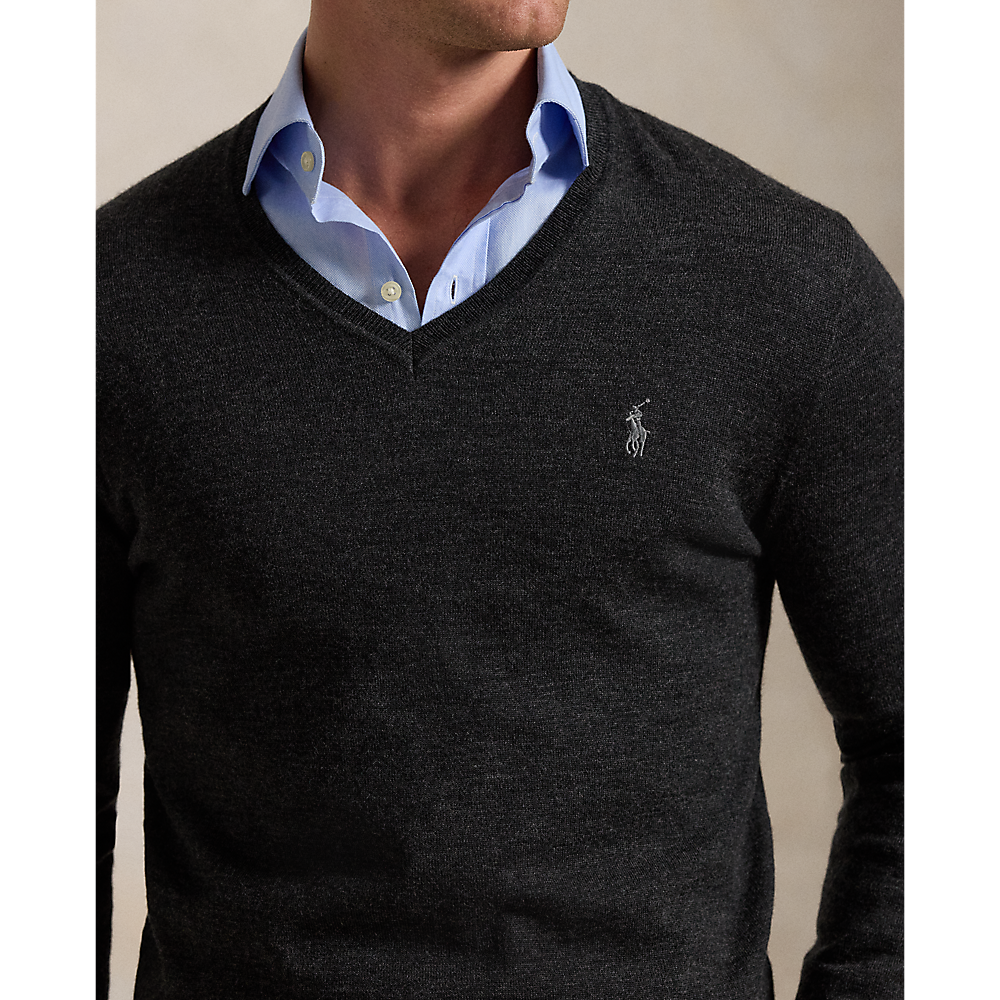 PRL Slim Fit Washable Wool V-Neck Jumper/Pulover 710946142003