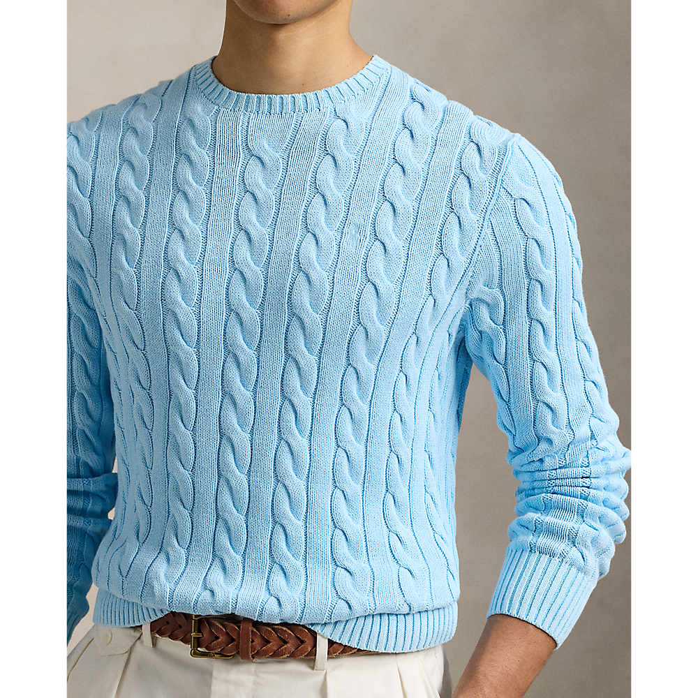PRL Cable-Knit Mineral-Dyed Cotton Jumper/Pulover 710965867005