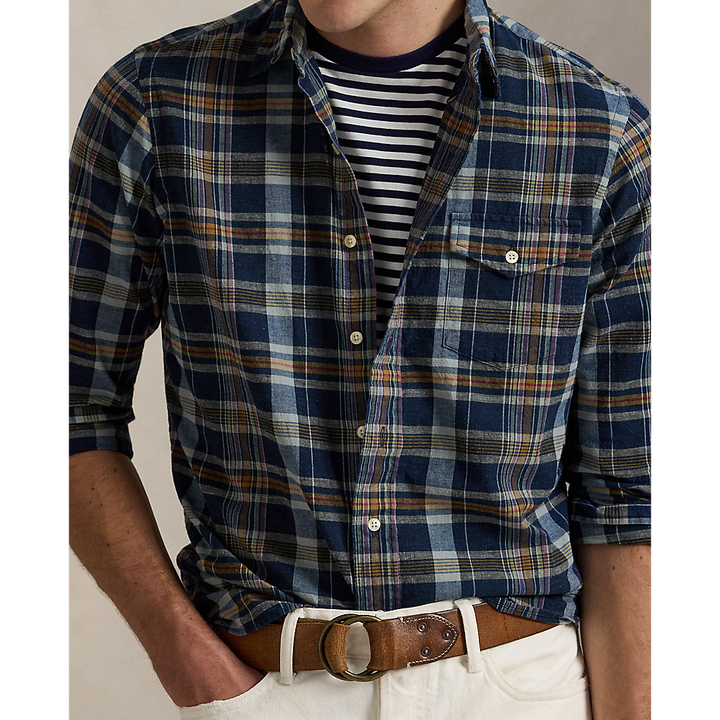PRL Classic Fit Indigo Madras Shirt/Košulja 710965885001