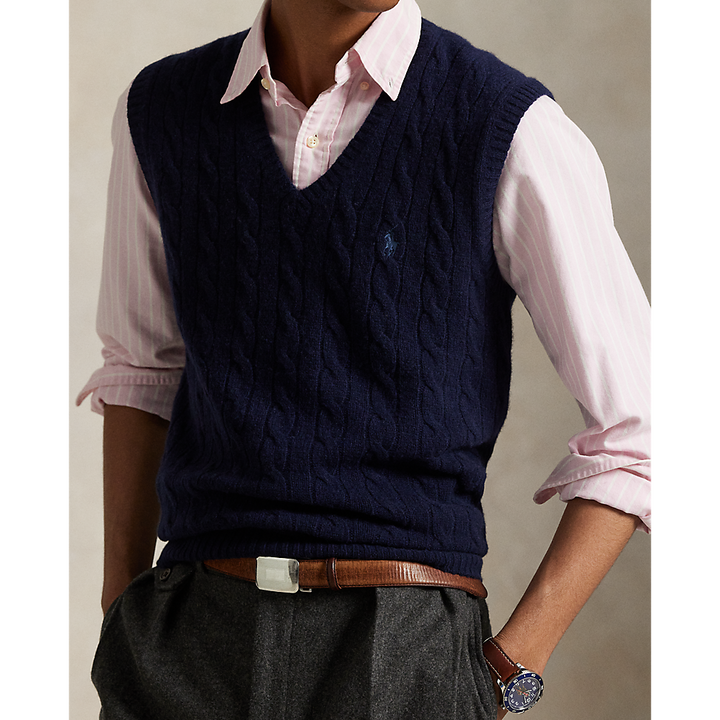 PRL Cable-Knit Cashmere Sleeveless Jumper/Pulover 710974166001