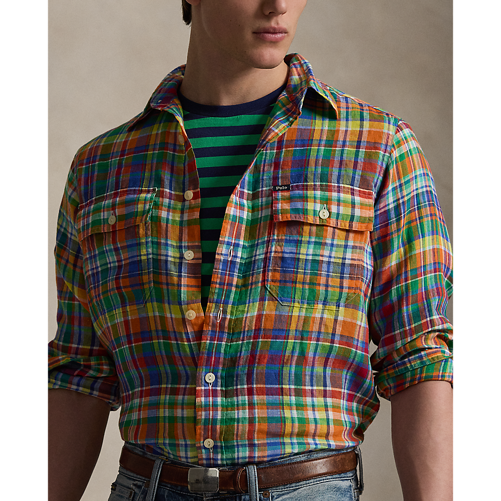 PRL Classic Fit Plaid Linen Workshirt/Košulja 710B14231001