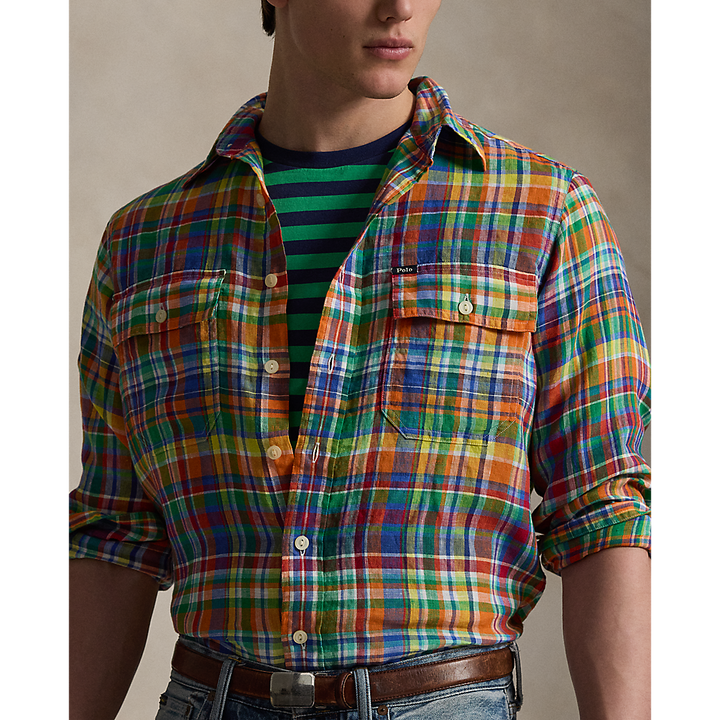 PRL Classic Fit Plaid Linen Workshirt/Košulja 710B14231001