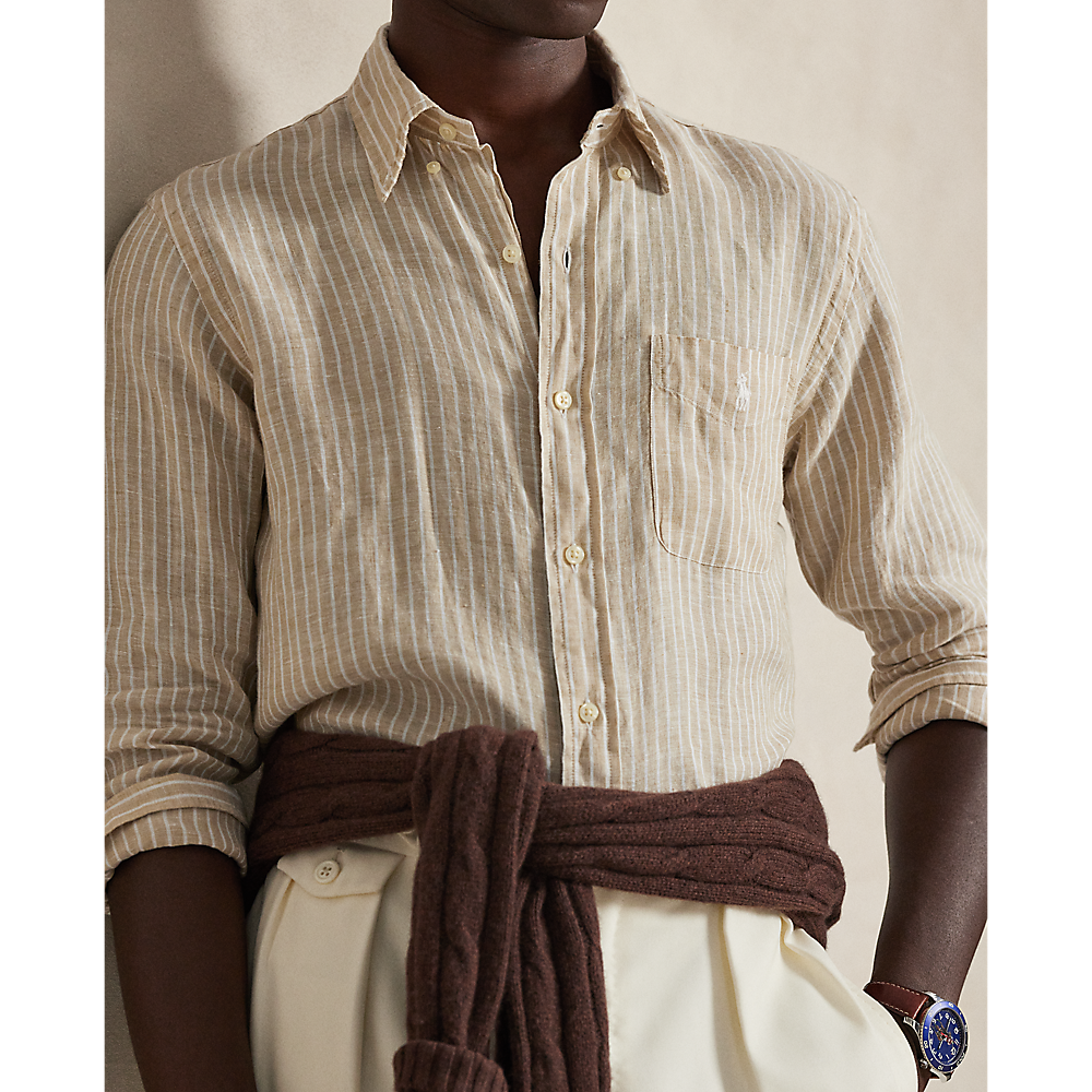 PRL Custom Fit Striped Linen Shirt/Košulja 710P07024003