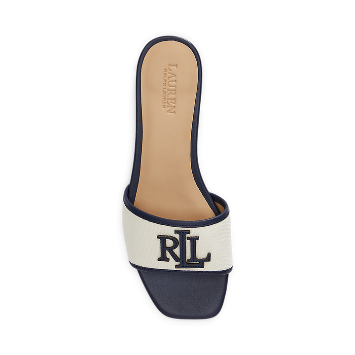 LRL Everley Leather-Trim Canvas Slide Sandal/Sandale 802P04395001