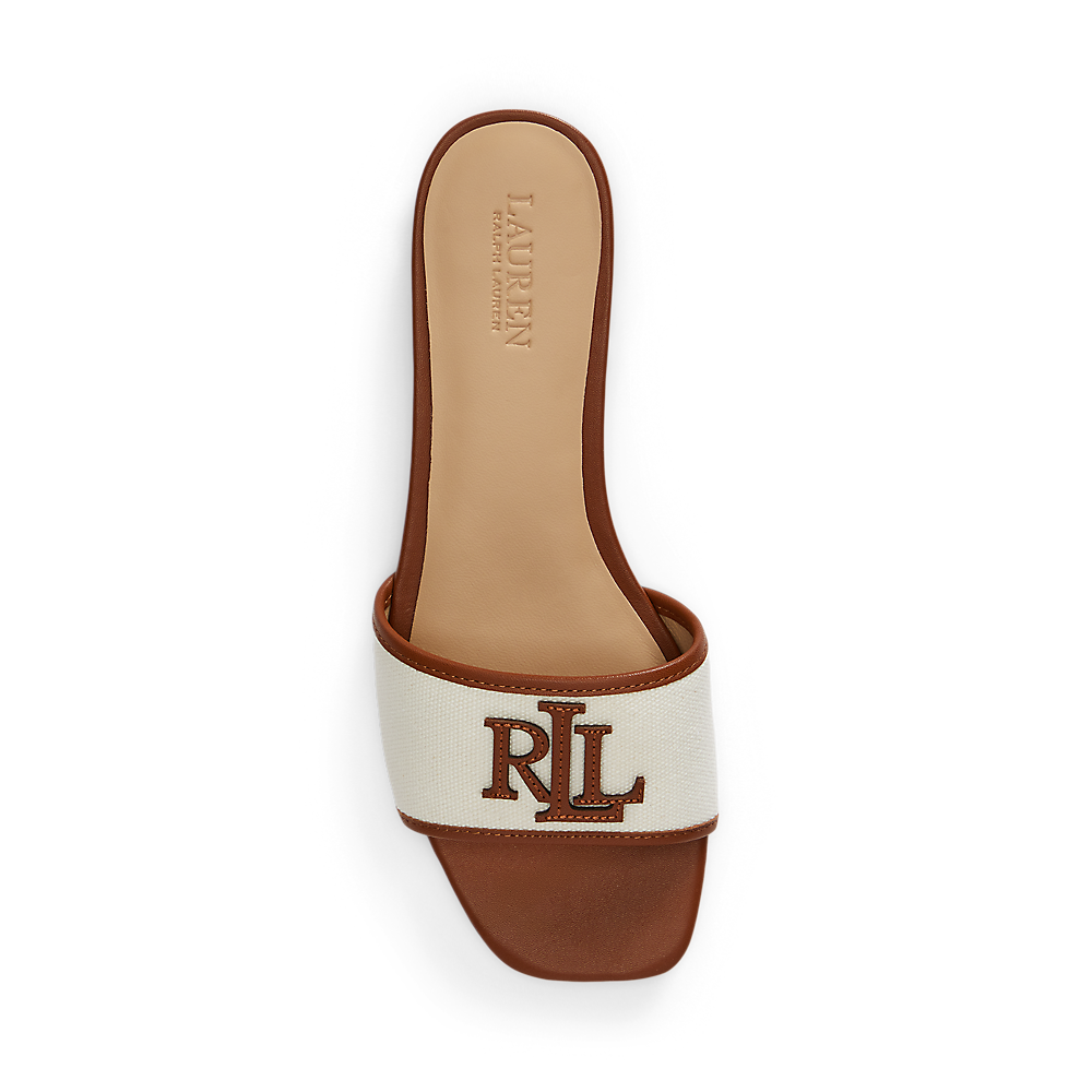 LRL Everley Leather-Trim Canvas Slide Sandal/Natikače 802P04395003