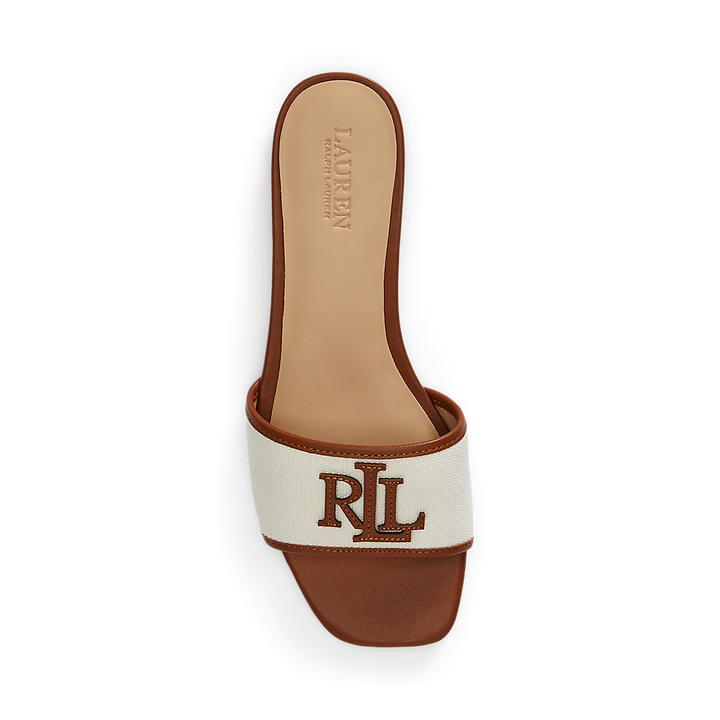 LRL Everley Leather-Trim Canvas Slide Sandal/Natikače 802P04395003