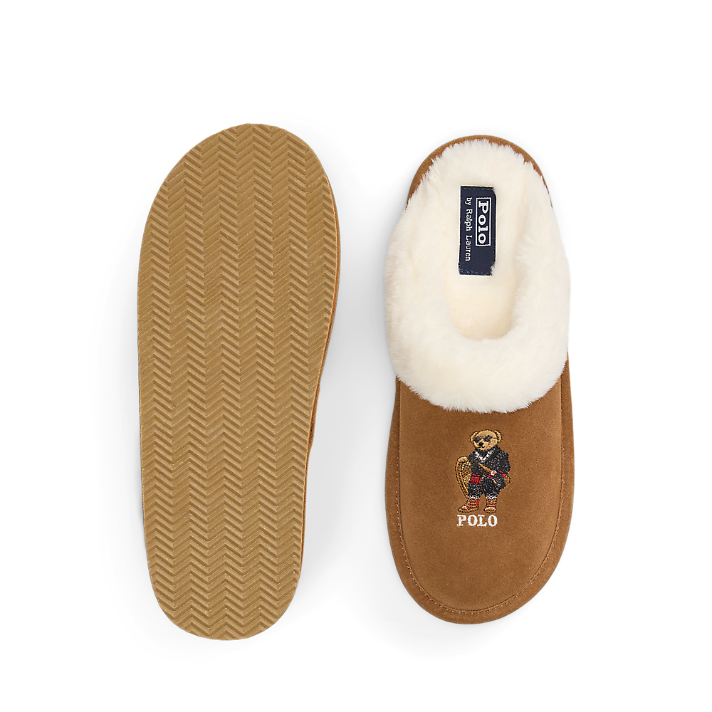 PRL Polo Bear Suede & Faux-Fur Slipper/Papuče 842P03594001