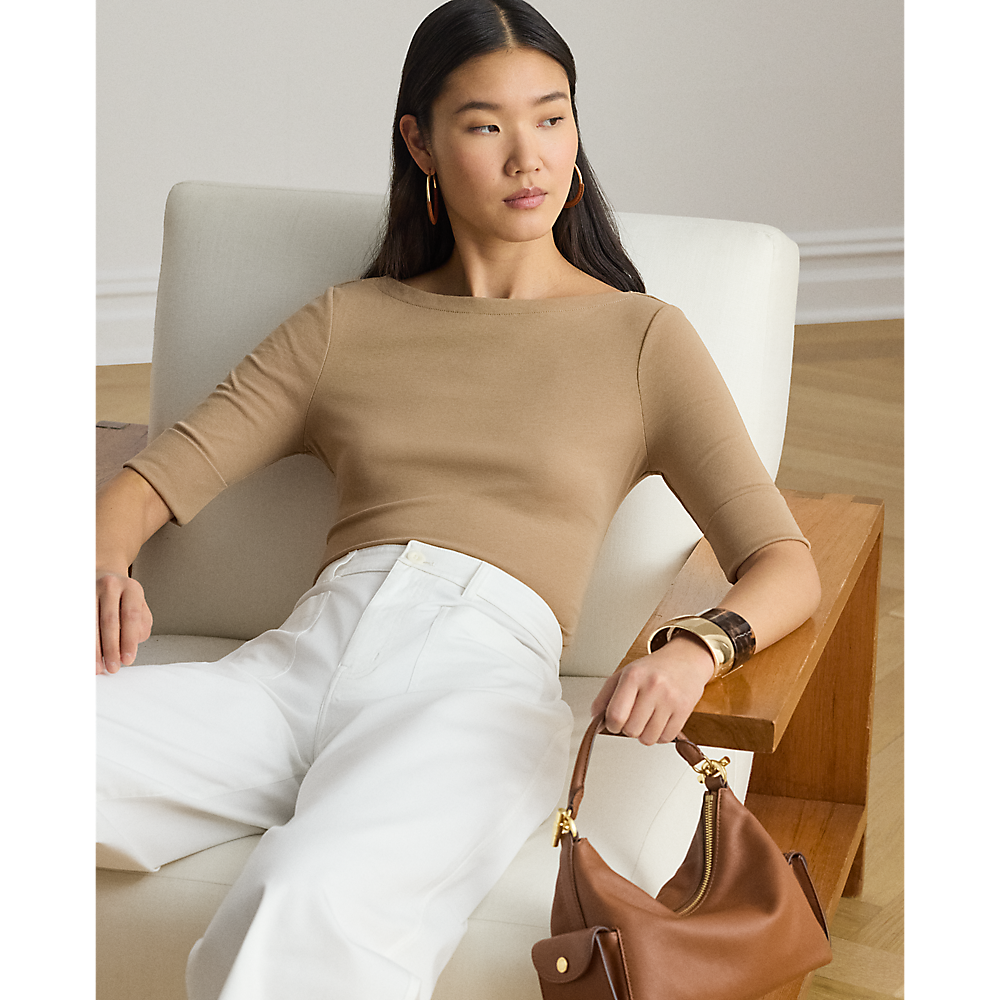 LRL Stretch Cotton Boatneck Tee/Majica 200654963147