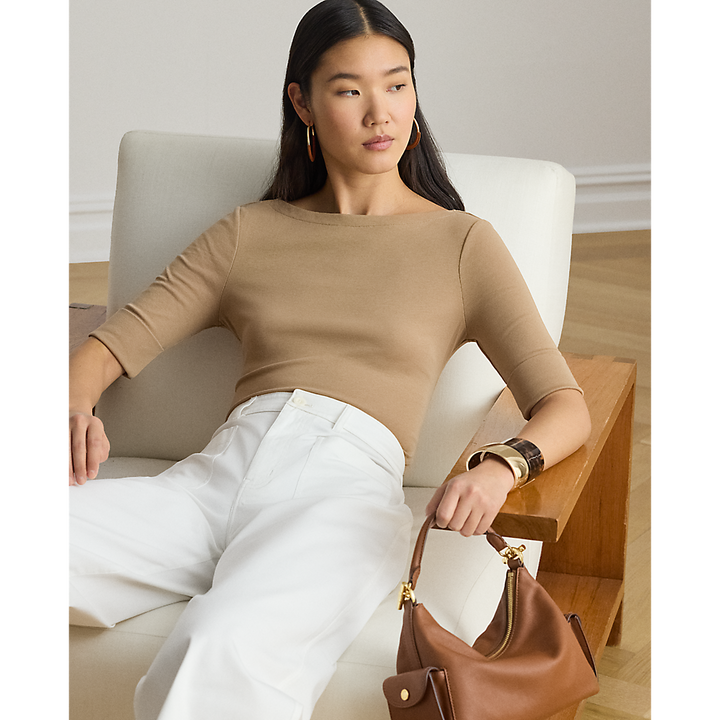 LRL Stretch Cotton Boatneck Tee/Majica 200654963147