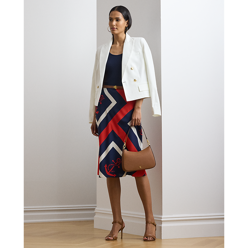 LRL Anchor-Print Crepe Midi Skirt/Suknja 200963170001