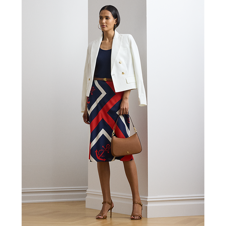 LRL Anchor-Print Crepe Midi Skirt/Suknja 200963170001