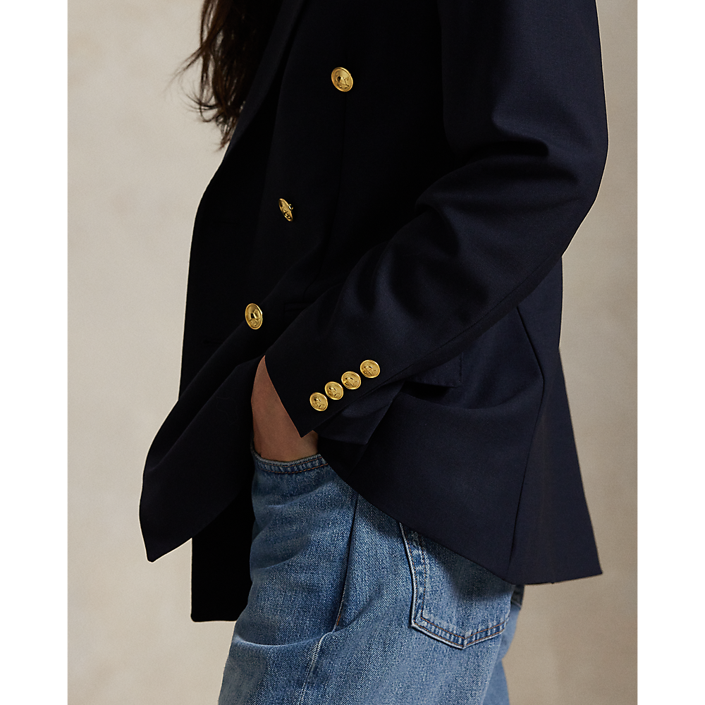 PRL Double-Breasted Stretch Wool Blazer/Sako 211952717004
