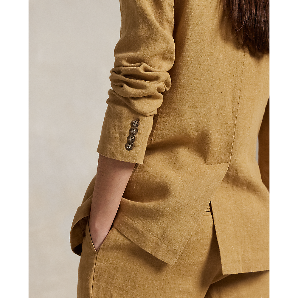 PRL Double-Breasted Linen Blazer/Sako 211965039001