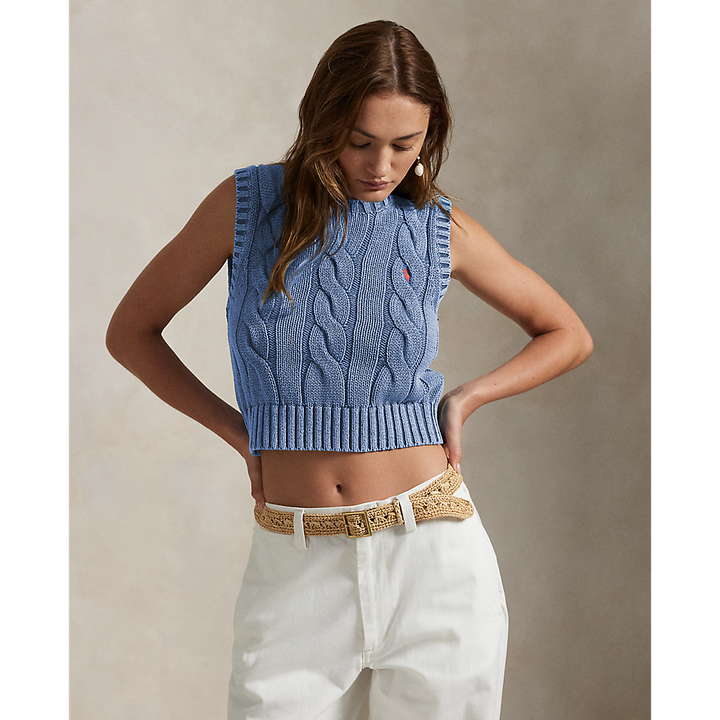 PRL Cable-Knit Cotton Cropped Jumper Waistco/Pulover 211965758001
