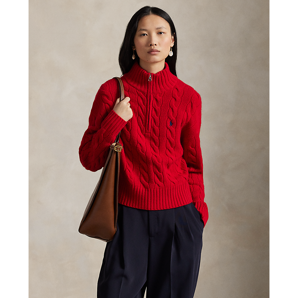 PRL Cable Wool-Cashmere Half-Zip Jumper /Pulover 211972130001