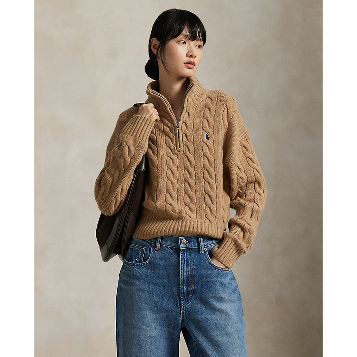 PRL Cable Wool-Cashmere Half-Zip Jumper /Pulover 211972130002