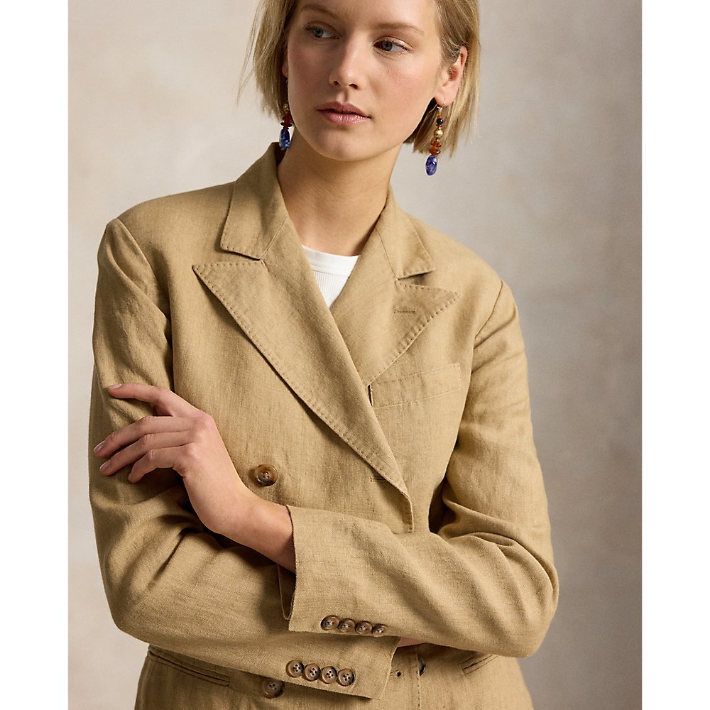 PRL Double Breasted Linen Blazer/Sako 211A12778001