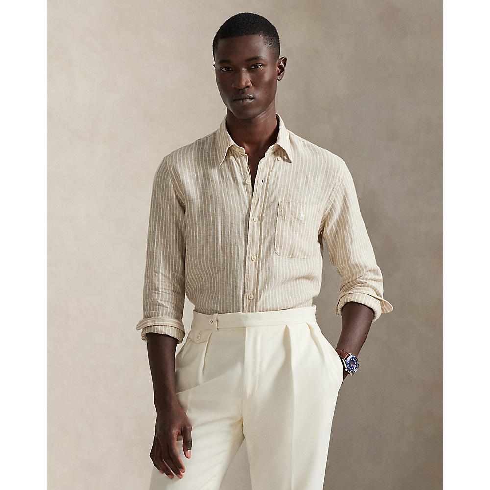 PRL Custom Fit Striped Linen Shirt/Košulja 710P07024003 – FIVE STAR FASHION