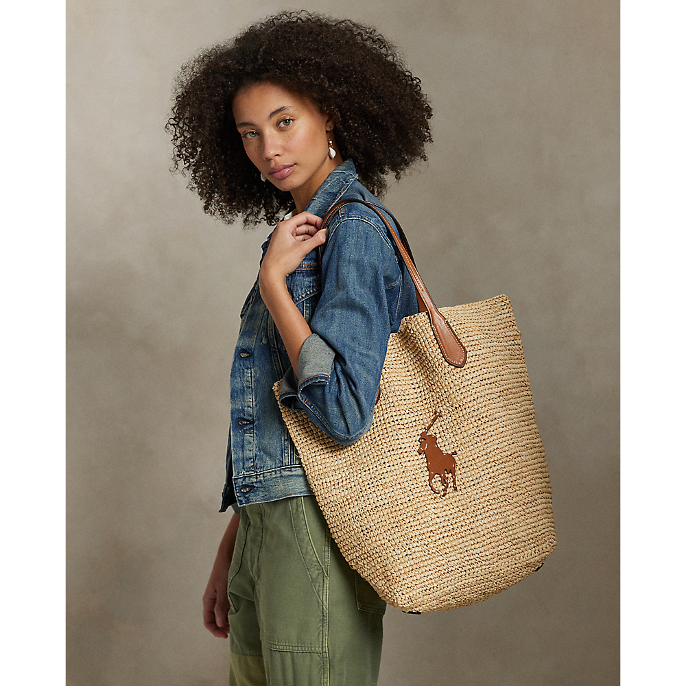 PRL Big Pony Raffia Large Tote/Torba 428923661006