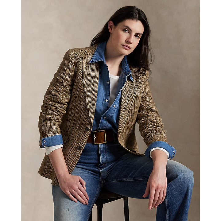 PRL Herringbone Linen-Blend Blazer/Sako 211891070001