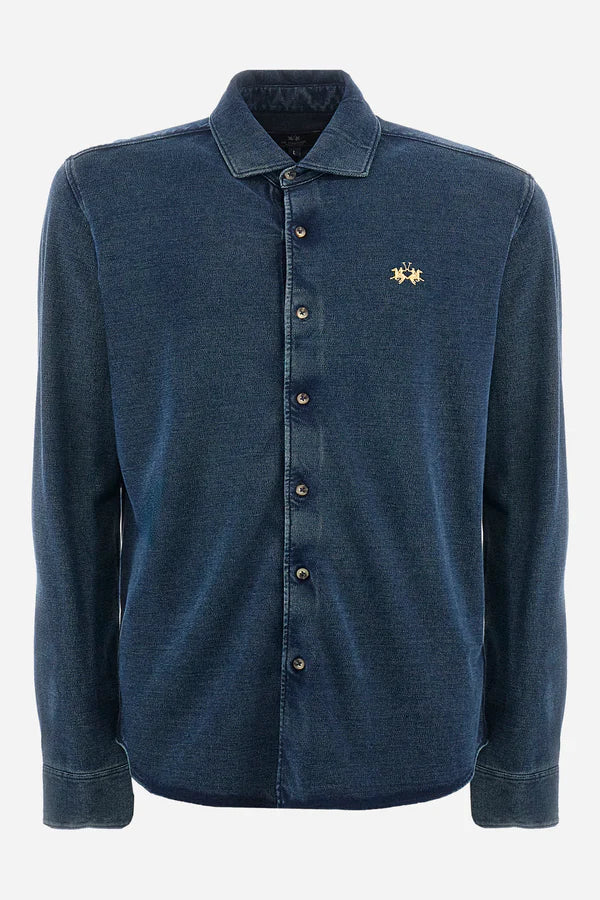 La Martina Shirt Indigo Piquet /Košulja MAC015-PK188