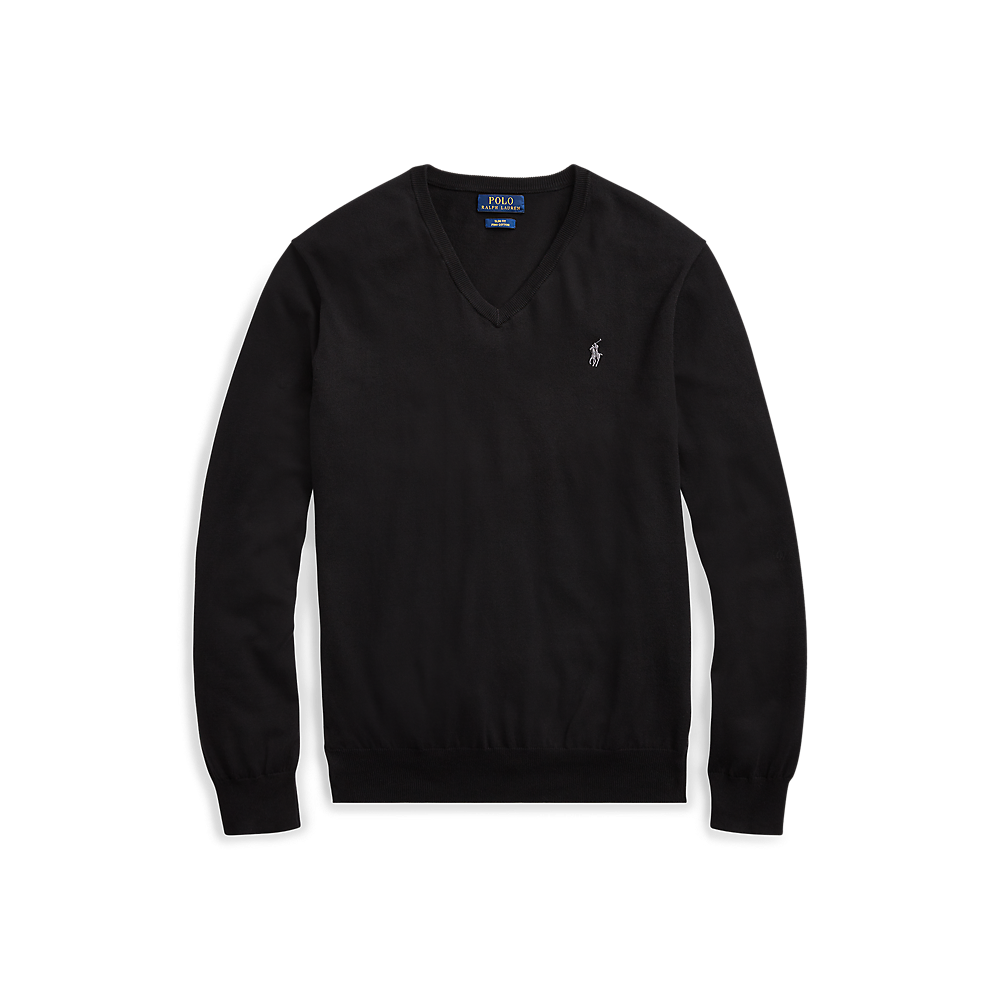 PRL Slim Fit Cotton V-Neck Jumper/Pulover 710670789003