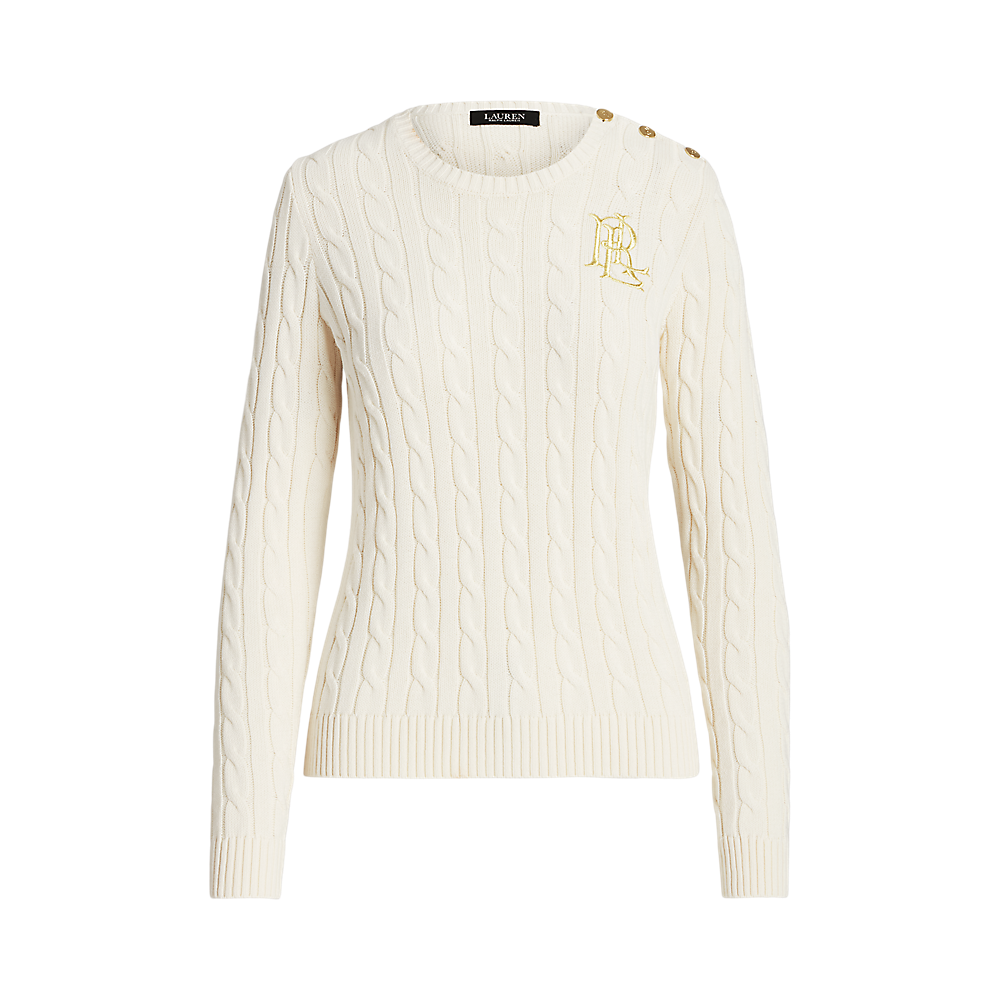 LRL Button-Trim Cable-Knit Cotton Jumper/Pulover 200932223002