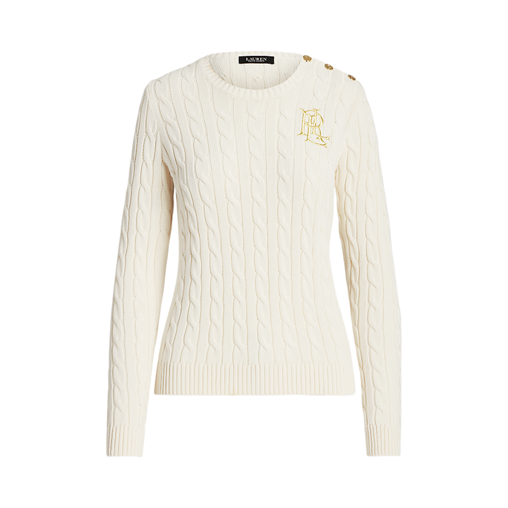 LRL Button-Trim Cable-Knit Cotton Jumper/Pulover 200932223002